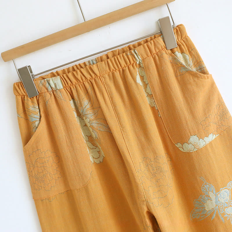 Pyjama aus Baumwollgaze mit Pfingstrosen- und Schmetterlingsmotiv - image 11