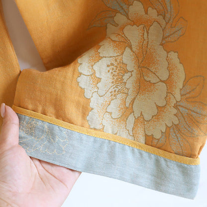 Pyjama aus Baumwollgaze mit Pfingstrosen- und Schmetterlingsmuster (Jacquard) - image 8