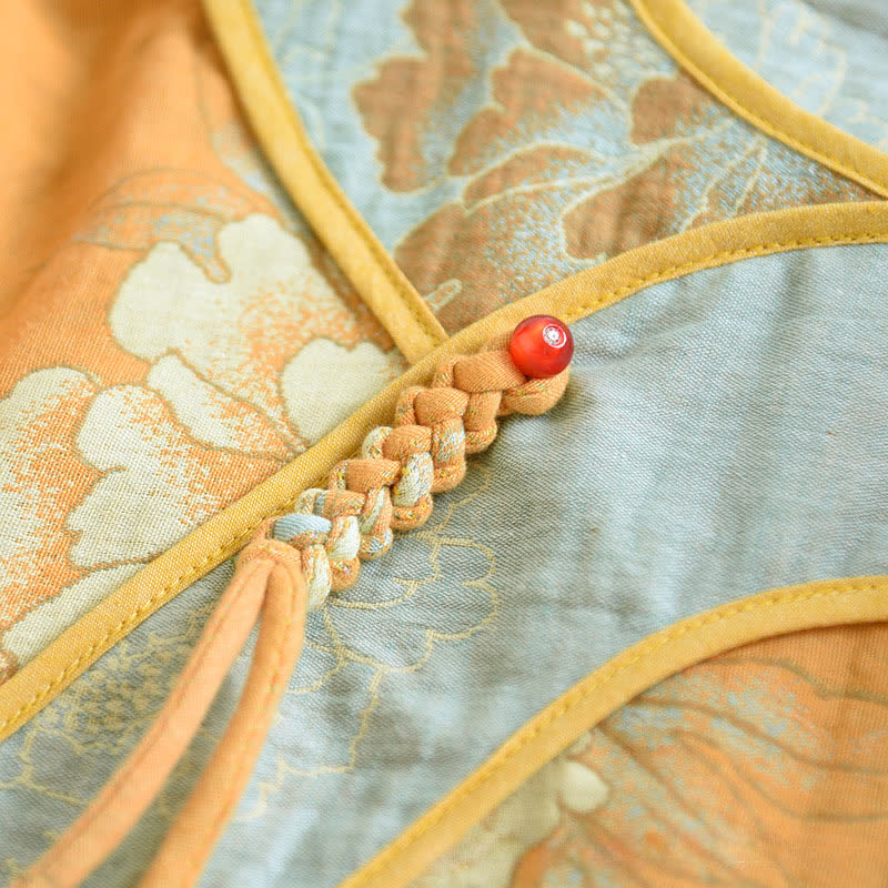 Pyjama aus Baumwollgaze mit Pfingstrosen- und Schmetterlingsmuster (Jacquard) - image 5