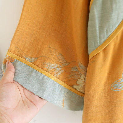 Pyjama aus Baumwollgaze mit Pfingstrosen- und Schmetterlingsmuster (Jacquard) - image 6