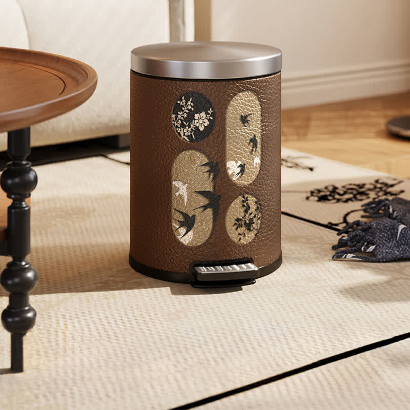 Robuster Mülleimer aus Edelstahl und Leder für den ländlichen Raum - B - Fußpedal - 28 x 28 x 37cm - image 12