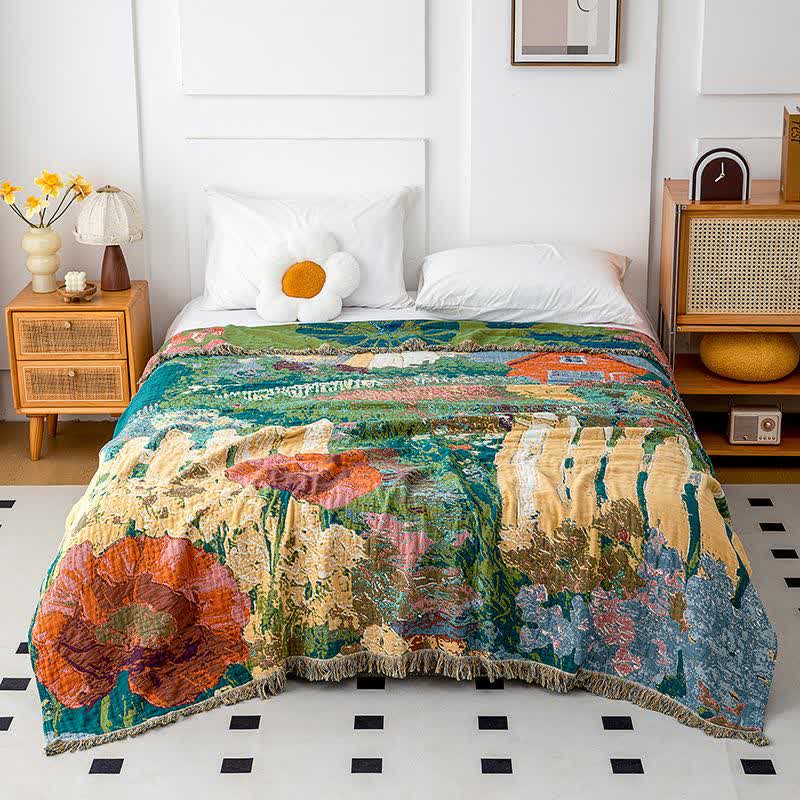 Vintage Blumen-Steppdecke aus Bio-Baumwolle - 200cm x 230cm - image 1