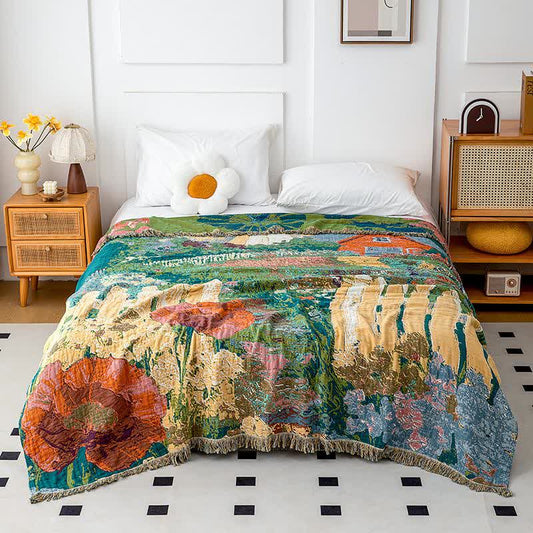 Vintage Blumen-Steppdecke aus Bio-Baumwolle - 200cm x 230cm - image 1