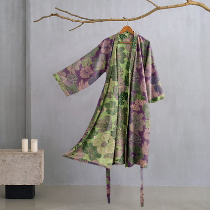 Kimono-Bademantel aus Baumwollgaze in Pfirsichblüte - Lila - XL - image 1