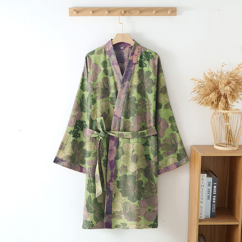 Kimono-Bademantel aus Baumwollgaze in Pfirsichblüte - image 8
