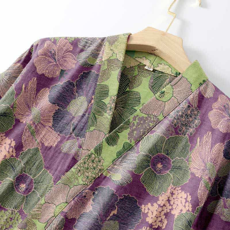Kimono-Bademantel aus Baumwollgaze in Pfirsichblüte - image 4