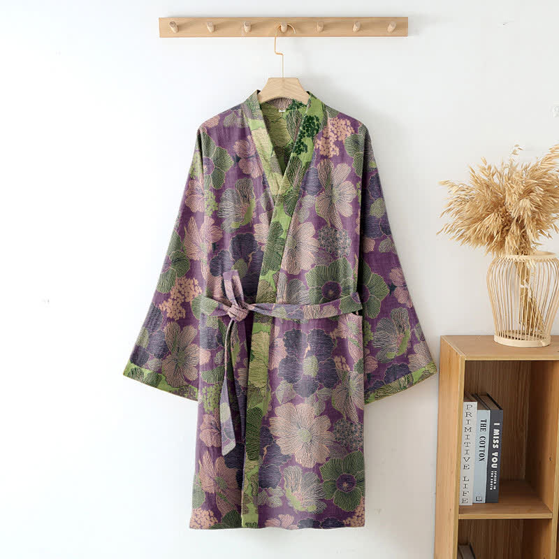 Kimono-Bademantel aus Baumwollgaze in Pfirsichblüte - image 3
