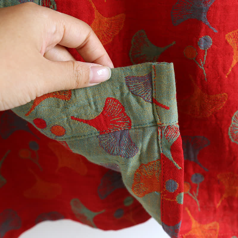 Zweifarbiger Kimono-Bademantel aus Ginkgo-Baumwollgaze - image 17