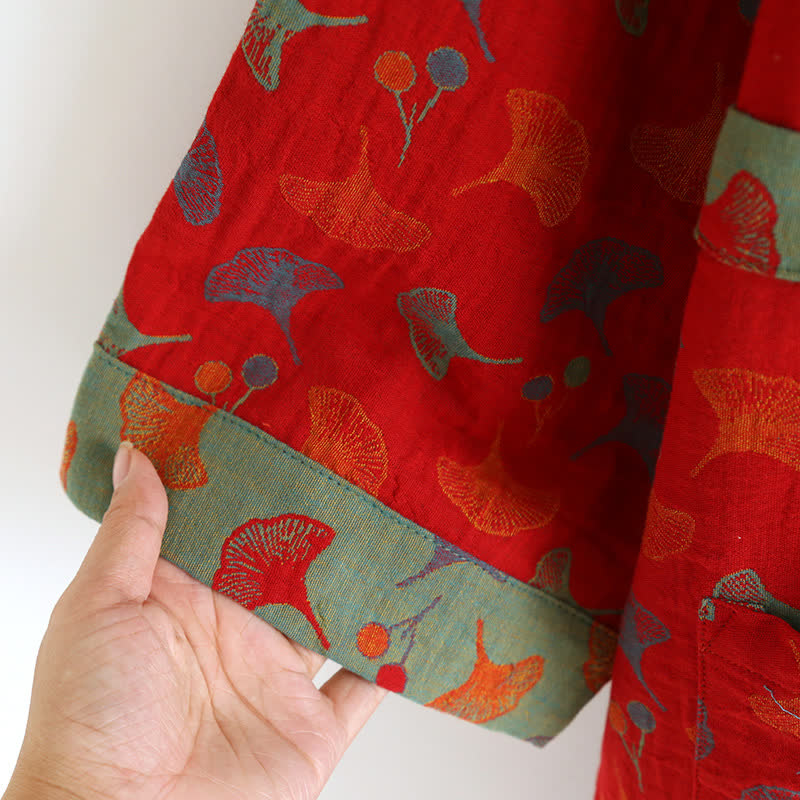 Zweifarbiger Kimono-Bademantel aus Ginkgo-Baumwollgaze - image 14