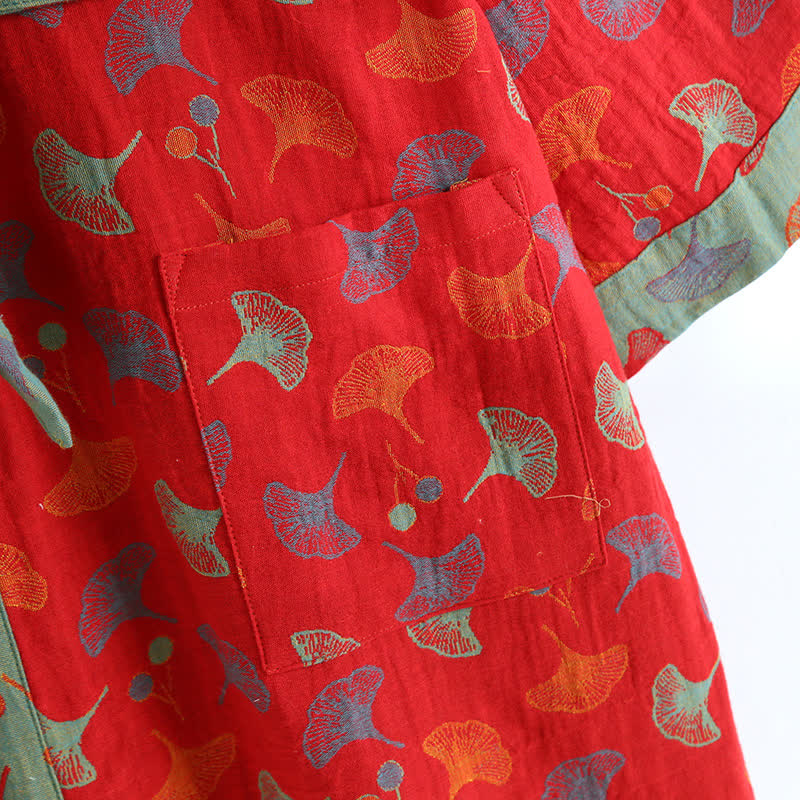 Zweifarbiger Kimono-Bademantel aus Ginkgo-Baumwollgaze - image 16