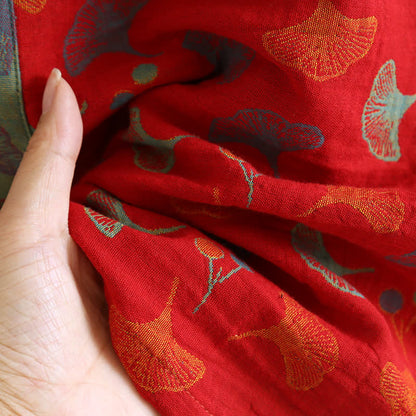 Zweifarbiger Kimono-Bademantel aus Ginkgo-Baumwollgaze - image 18