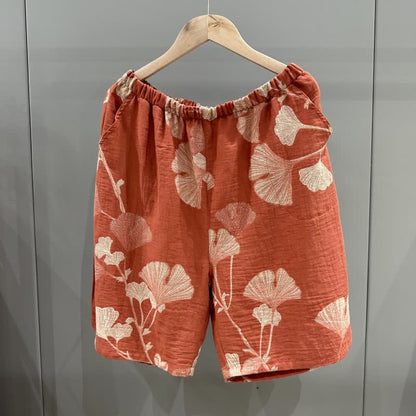 Pyjamashorts aus Jacquard-Baumwolle mit Ginkgoblättern - image 2