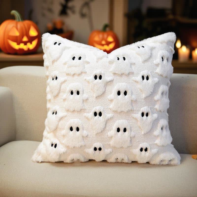 Bestickte Kissenbezüge mit Halloween-Geist (2 Stück) - 2x Weiß - 45cm x 45cm - image 4