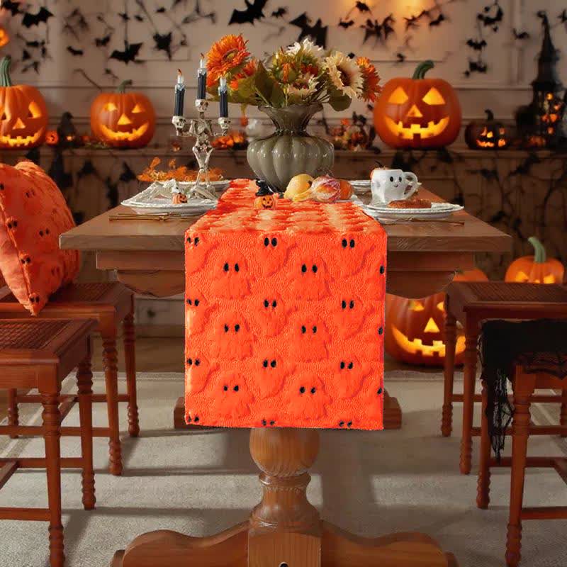 Halloween Plüschgeist Bestickter Tischläufer - Orange - 35cm x 330cm - image 15