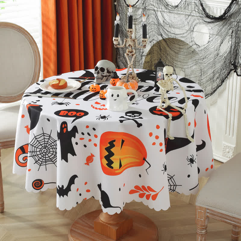 Tischdecke mit Halloween-Kürbisgeist-Print - Runden - 180cm x 180cm - image 2