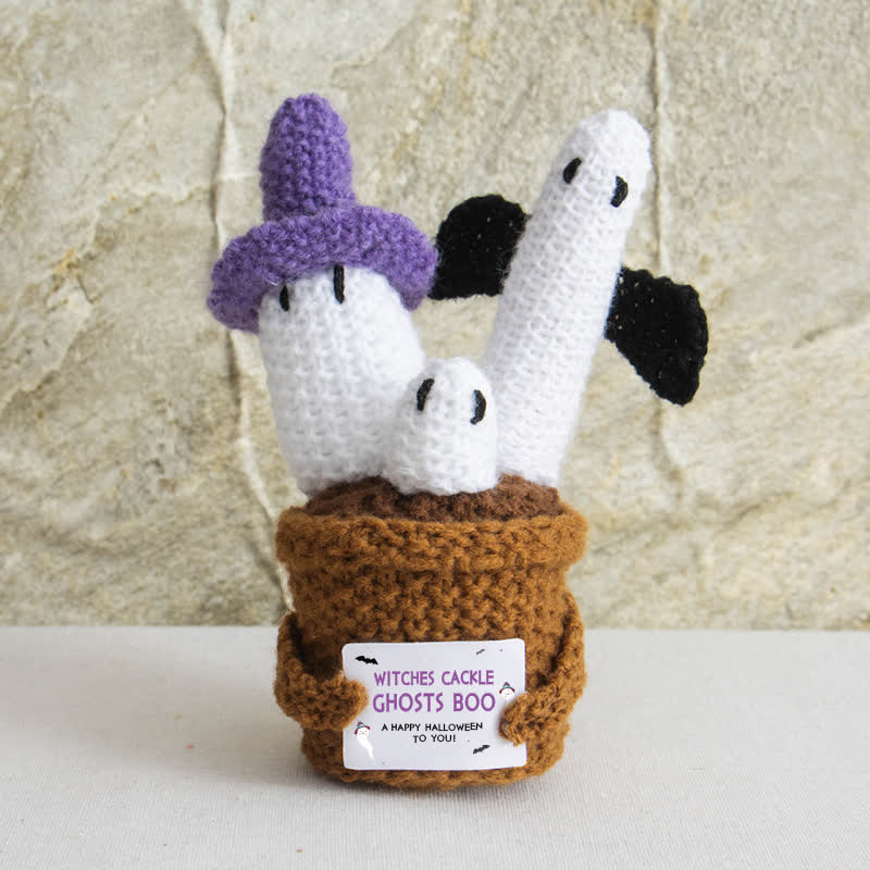 Halloween Gehäkeltes Topfpflanzenornament - Geist - 3 STÜCKE - 16*6cm - image 10