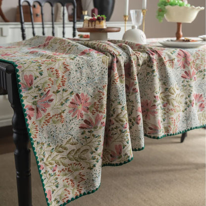 Vintage-Tischdecke mit rosa Lilien-Jacquardmuster - image 7