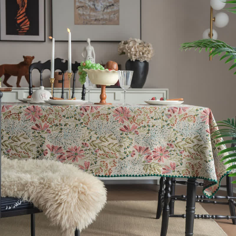 Vintage-Tischdecke mit rosa Lilien-Jacquardmuster - Runden - 152cm x 152cm - image 1