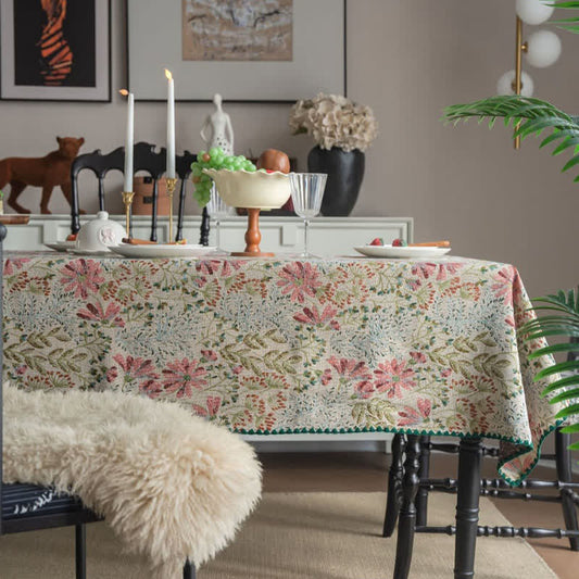 Vintage-Tischdecke mit rosa Lilien-Jacquardmuster - Runden - 152cm x 152cm - image 1