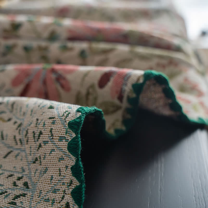 Vintage-Tischdecke mit rosa Lilien-Jacquardmuster - image 8