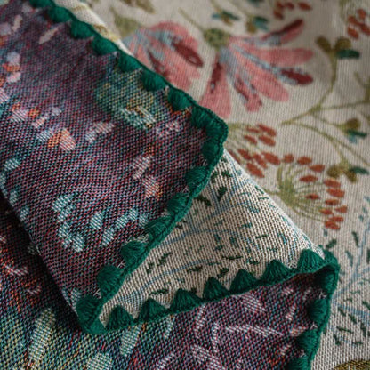Vintage-Tischdecke mit rosa Lilien-Jacquardmuster - image 9