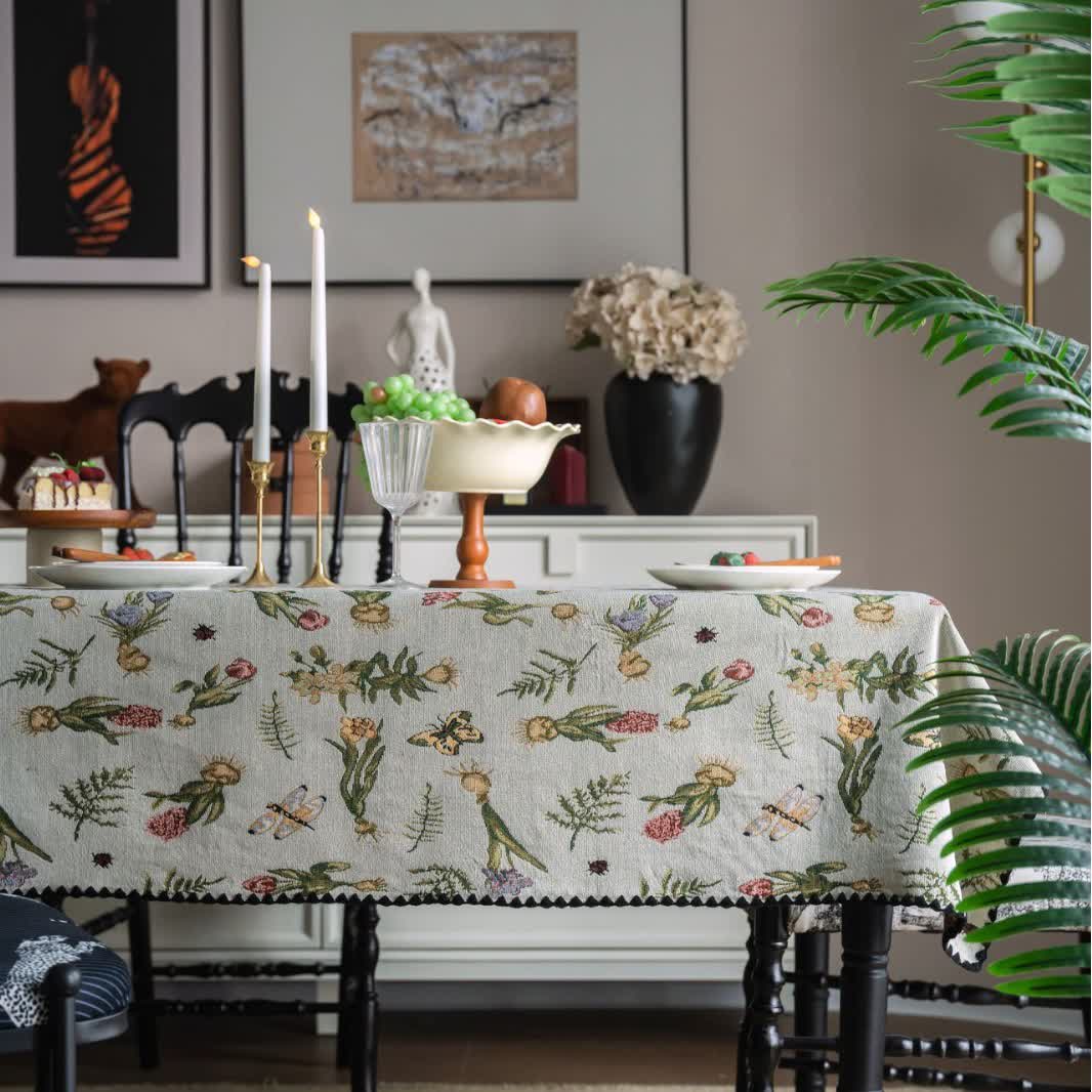 Vintage Schmetterling Narzissen Jacquard Tischdecke - Runden - 152cm x 152cm - image 1