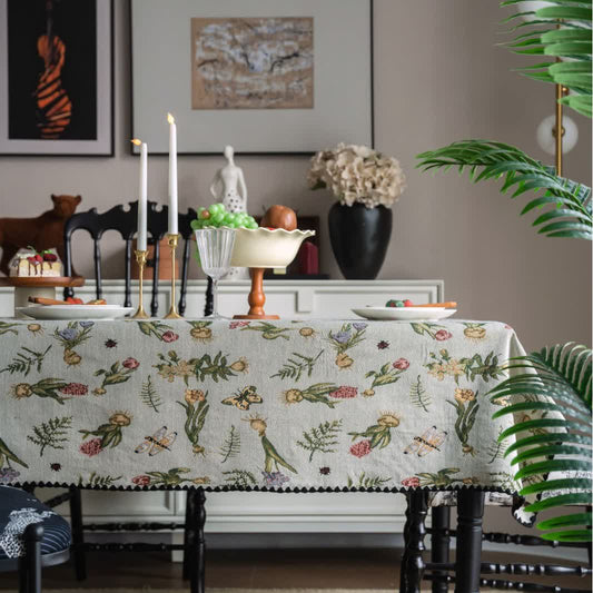 Vintage Schmetterling Narzissen Jacquard Tischdecke - Runden - 152cm x 152cm - image 1