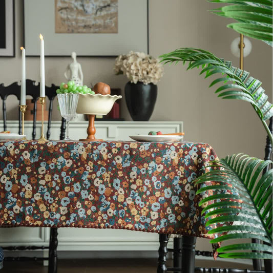 Jacquard-Tischdecke mit Retro-Blumenmuster - Rechteck - 140cm x 260cm - image 1