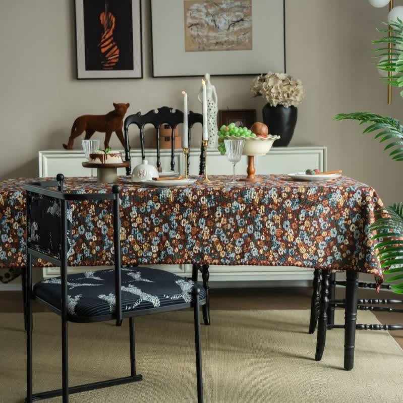 Jacquard-Tischdecke mit Retro-Blumenmuster - image 2
