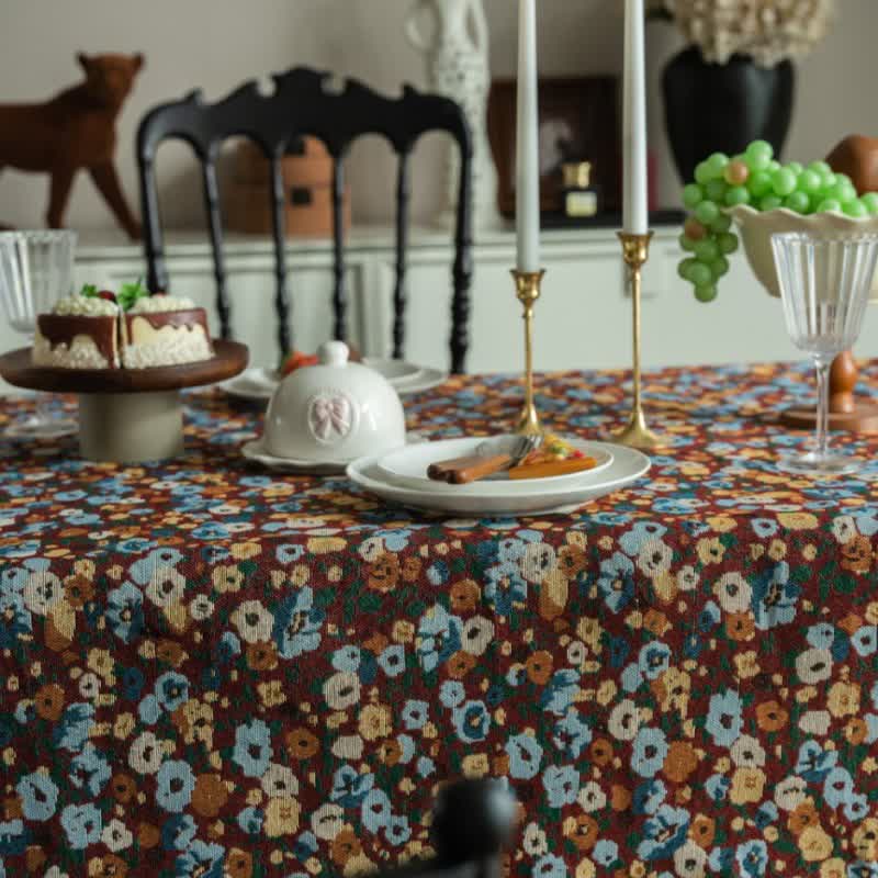 Jacquard-Tischdecke mit Retro-Blumenmuster - image 3