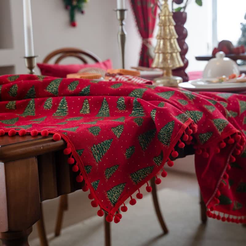 Tischdecke mit weihnachtlichem Tannenbaum-Print - image 4