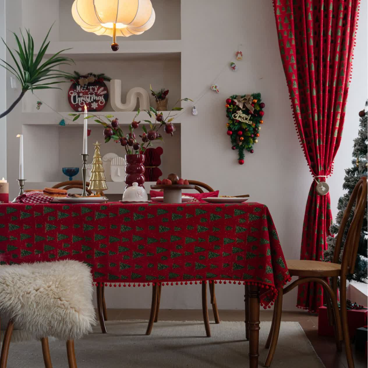 Tischdecke mit weihnachtlichem Tannenbaum-Print - image 2