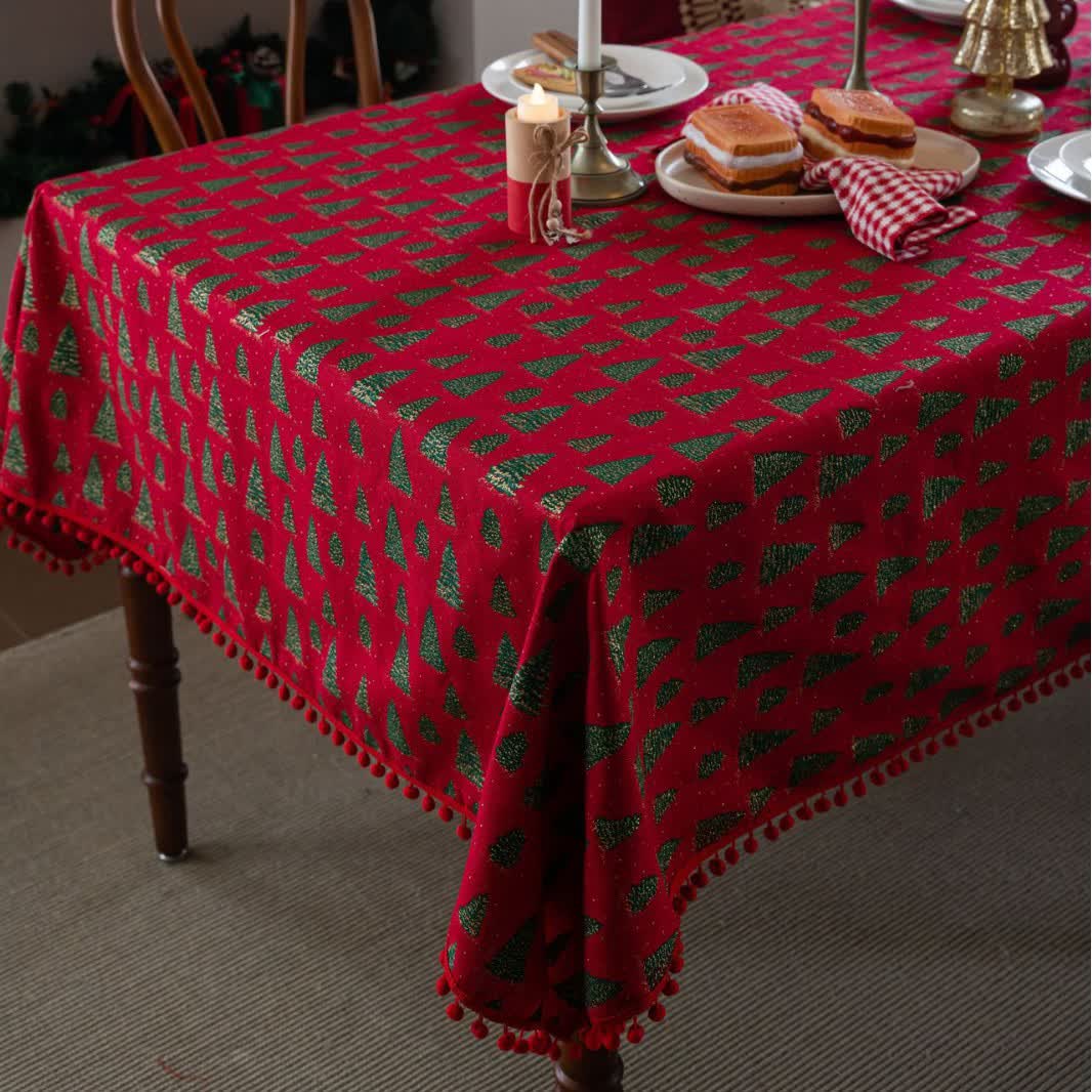 Tischdecke mit weihnachtlichem Tannenbaum-Print - image 3