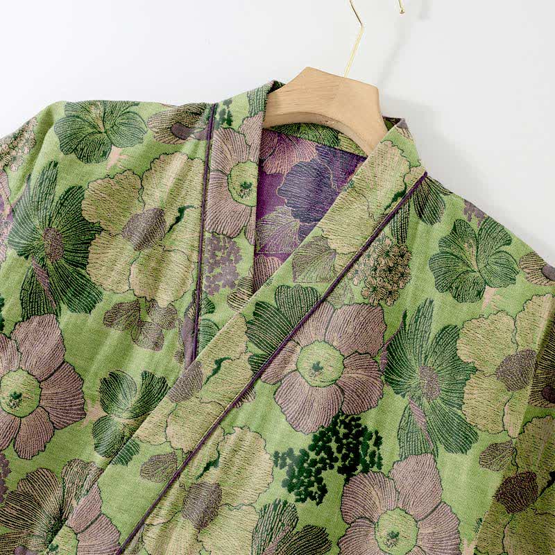 Loungewear-Set im Kimono-Stil mit Pfirsichblütenmuster - image 3
