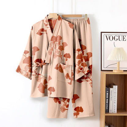 Großer Kimono-Pyjama aus Baumwolle mit Ginkgoblättern - image 19