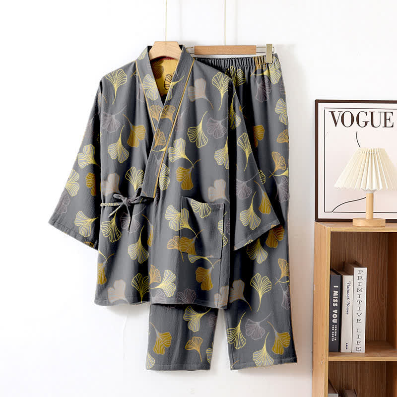 Kimono-Loungewear-Set aus Ginkgo-Baumwollgaze - image 55