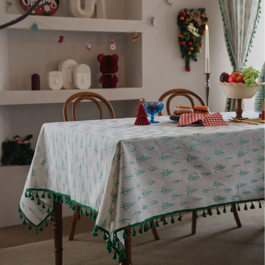 Tischdecke mit grünem Tannenbaum-Print - 140cm x 260cm - image 1