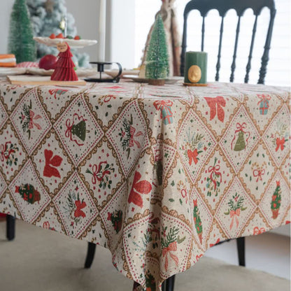 Weihnachtstischdecke mit Weihnachtsbaum- und Schleifenmuster - 140cm x 260cm - image 4