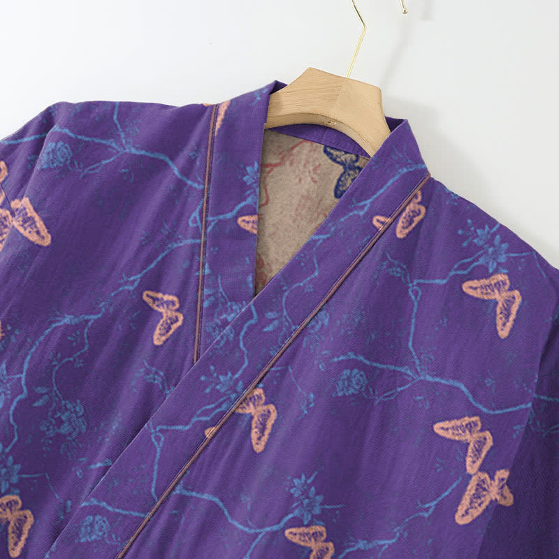 Loungewear-Set aus Baumwollgaze-Kimono mit Schmetterlingsmotiv - image 2