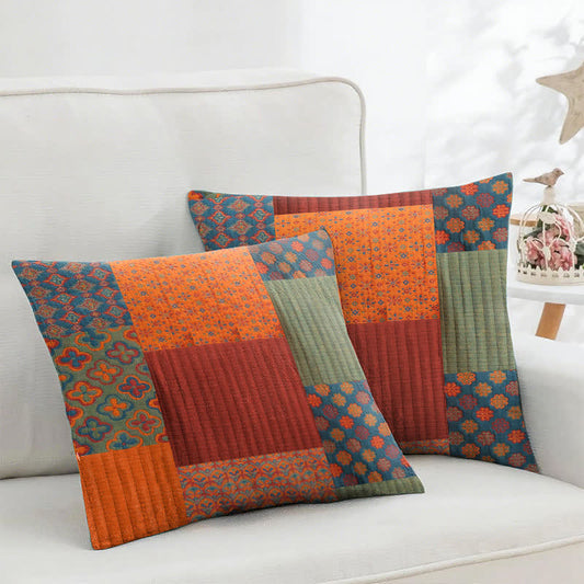 Patchwork-Kissenbezüge aus Baumwollgaze-Jacquard, quadratisch (2 Stück) - 45cm x 45cm - image 1