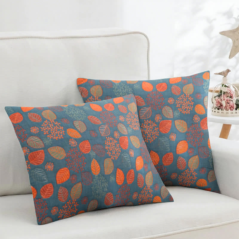 Quadratische Kissenbezüge aus Baumwolljacquard mit Blattdruck (2 Stück) - 45cm x 45cm - image 1