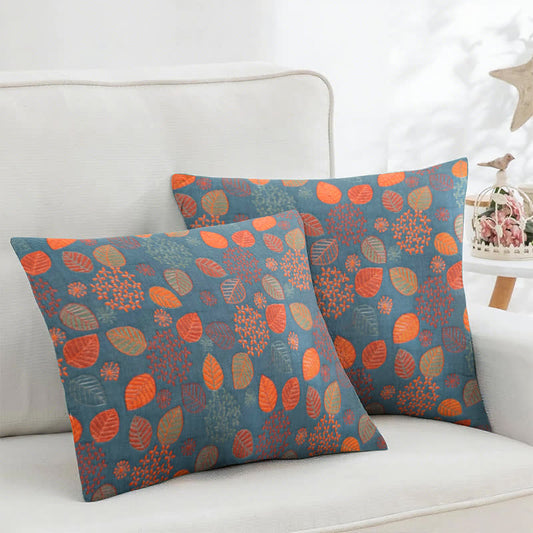 Quadratische Kissenbezüge aus Baumwolljacquard mit Blattdruck (2 Stück) - 45cm x 45cm - image 1