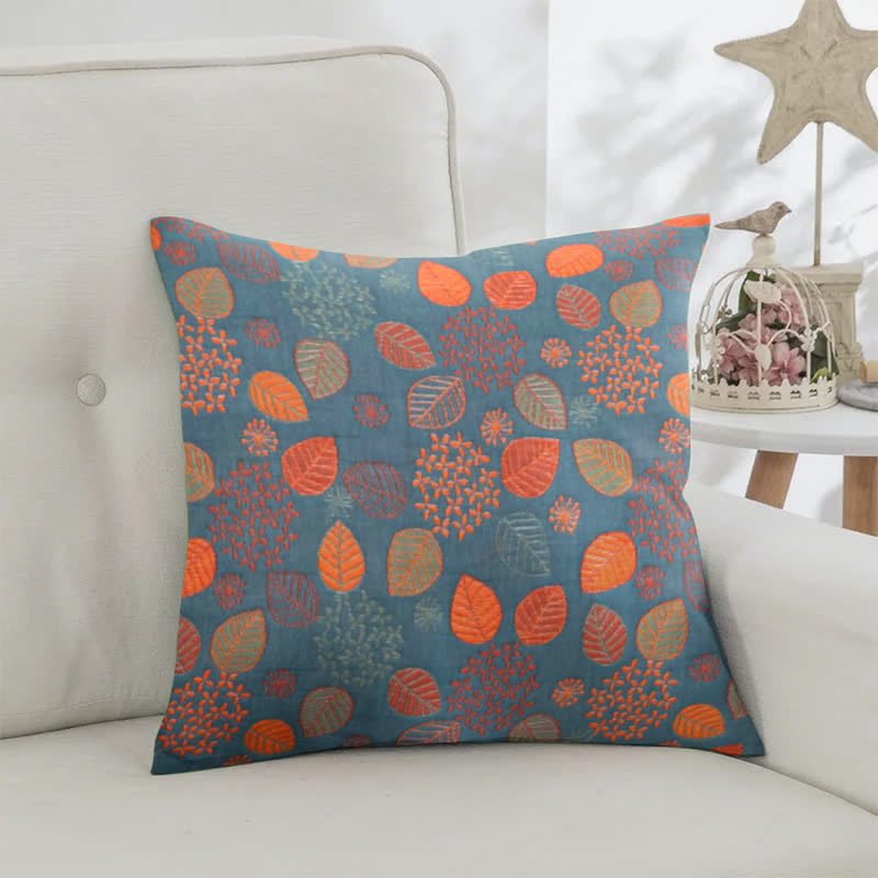 Quadratische Kissenbezüge aus Baumwolljacquard mit Blattdruck (2 Stück) - image 2