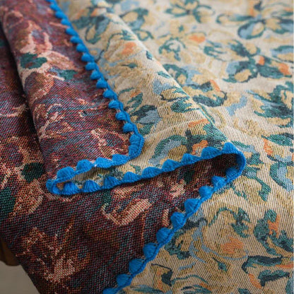 Jacquard-Tischdecke im rustikalen Stil mit blauem Blumenmuster - image 6