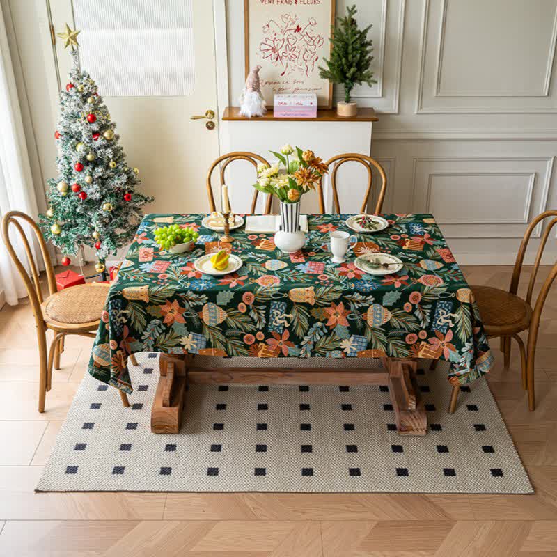 Jacquard-Tischdecke mit Pflanzen- und Blumenmuster - image 3