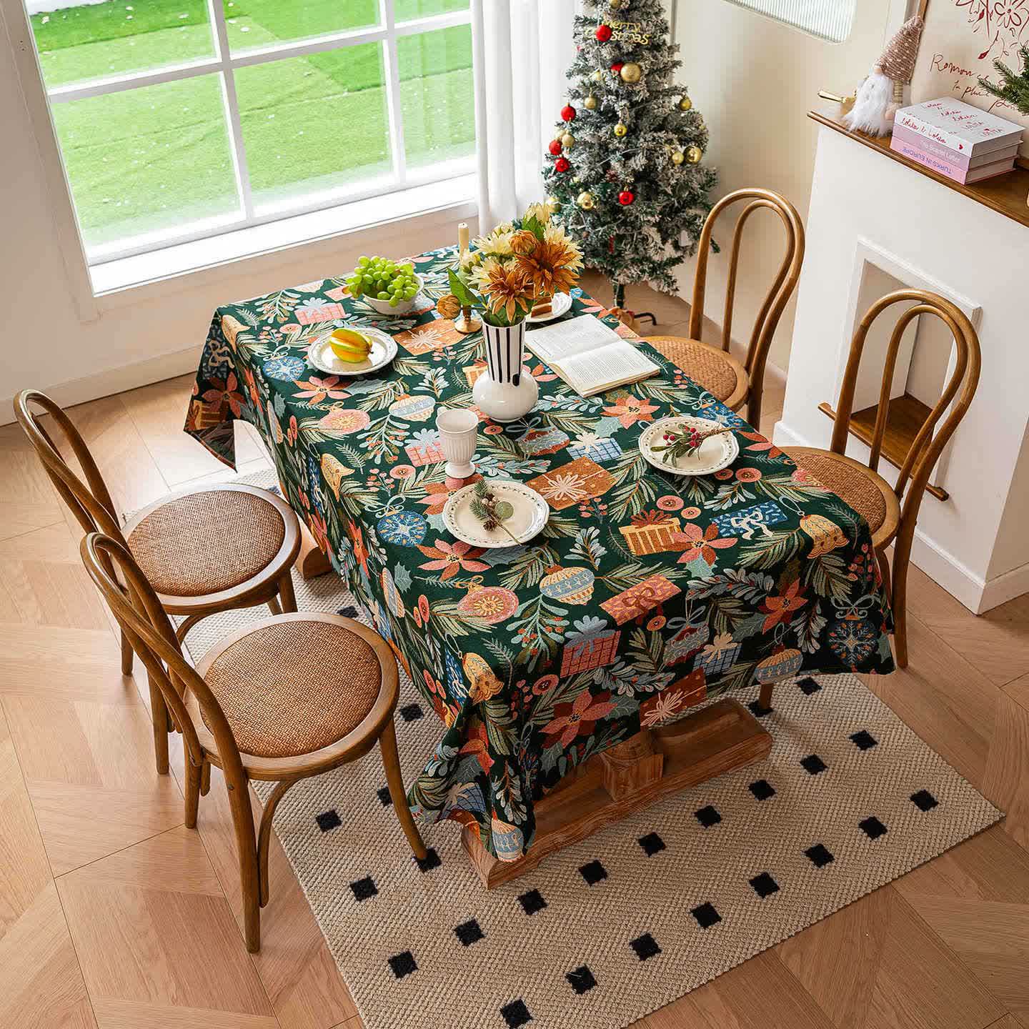 Jacquard-Tischdecke mit Pflanzen- und Blumenmuster - image 2