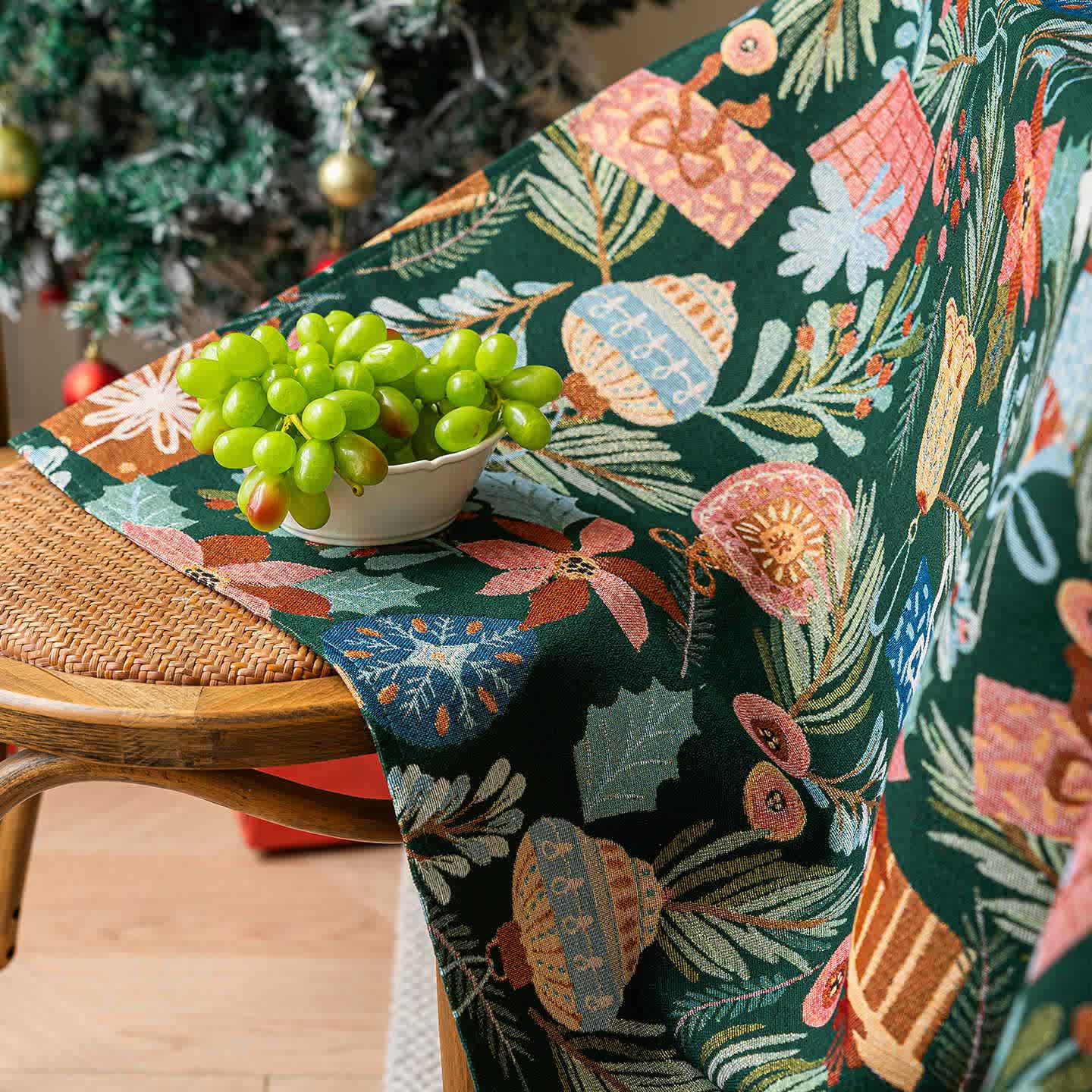 Jacquard-Tischdecke mit Pflanzen- und Blumenmuster - image 7