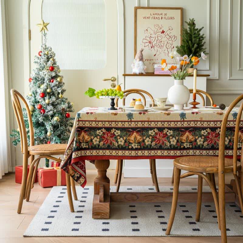 Jacquard-Tischdecke mit Weihnachtsglocken-Blumenmuster - image 4