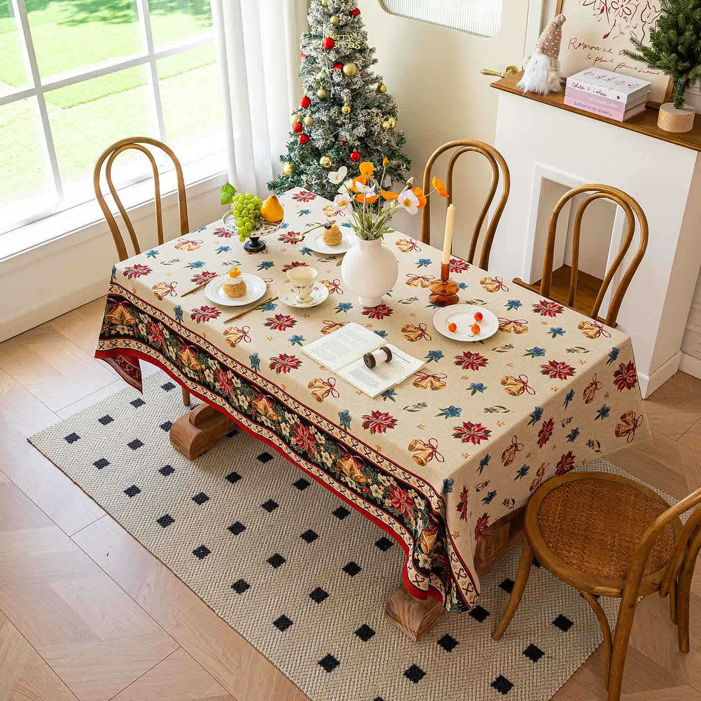 Jacquard-Tischdecke mit Weihnachtsglocken-Blumenmuster - image 2