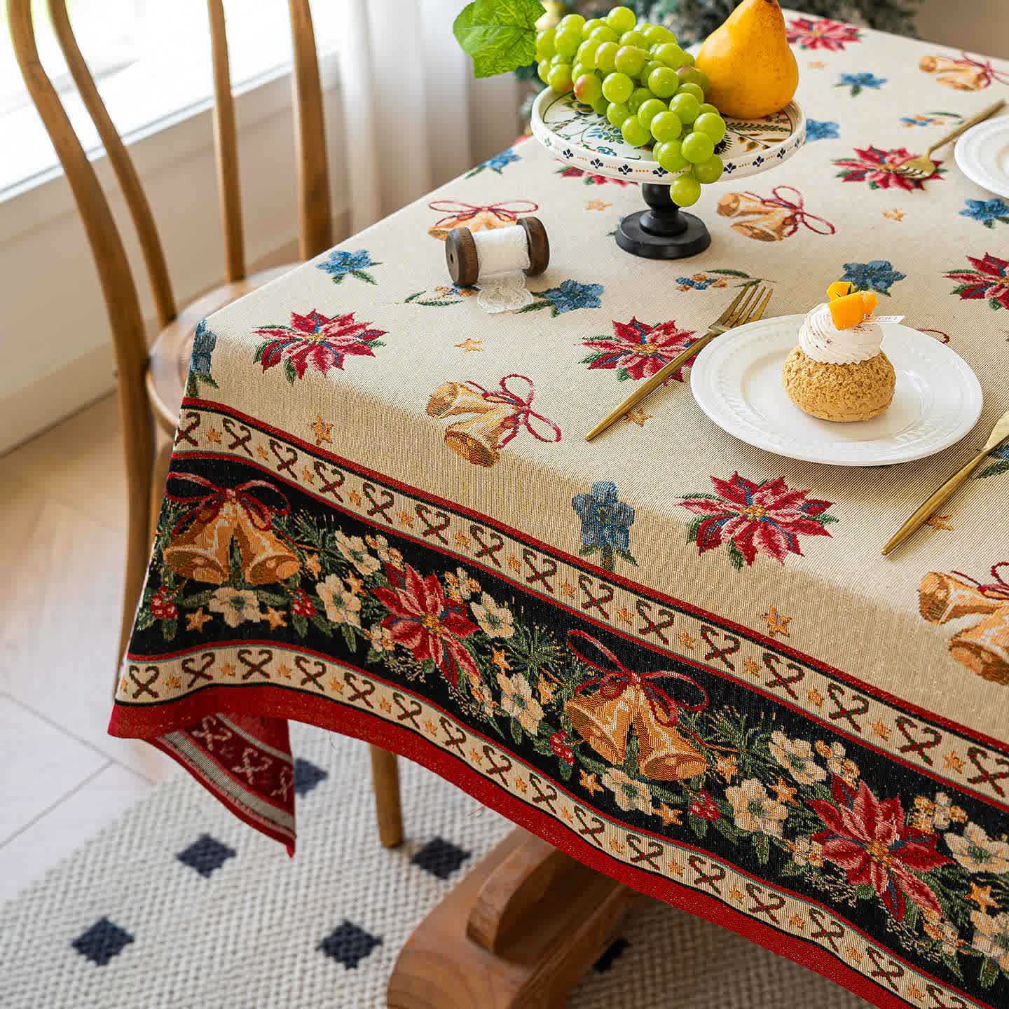 Jacquard-Tischdecke mit Weihnachtsglocken-Blumenmuster - image 5